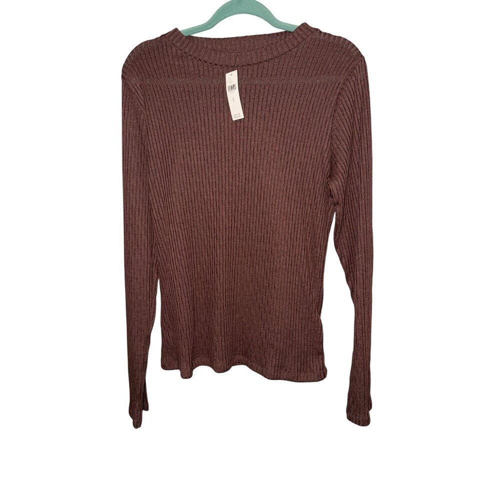 Anthropologie Pilcro Ribbed Long Sleeve Top Brown L - Picture 3 of 8